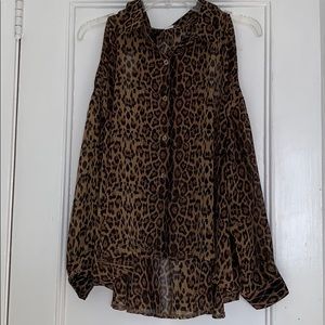 Leopard button up blouse
